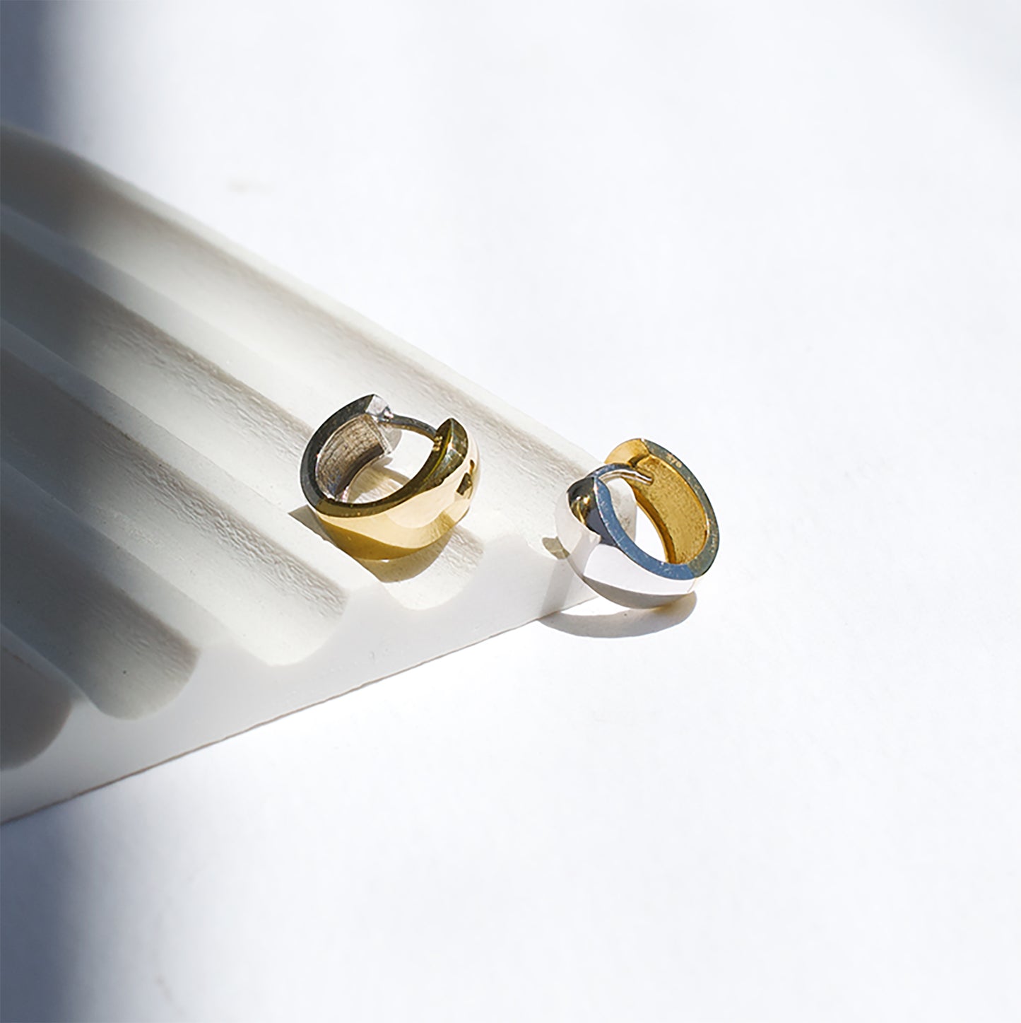 Two-Tone Gold Huggies | SMITH Jewellery