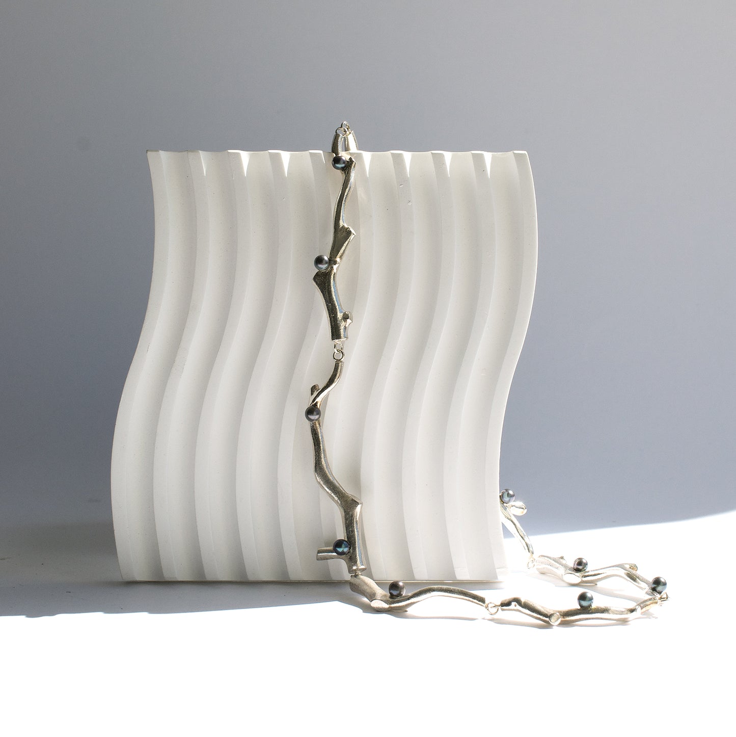 Silver Coral and Black Pearl Necklace | SMITH Jewellery